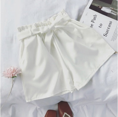 Summer Korean Bow Tie Shorts Loose slimming high waist wide leg pants pants