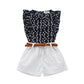 Girls Floral Sleeveless T-shirt + Shorts Set