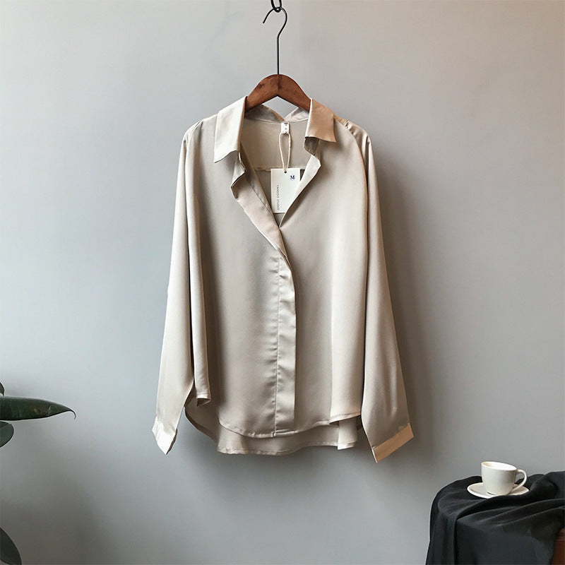 Loose satin shirt