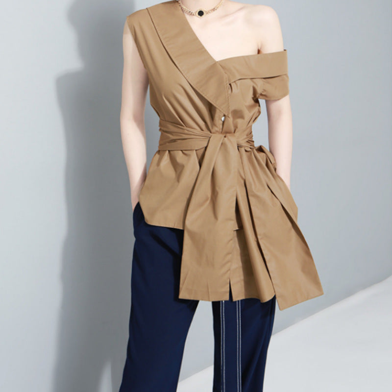 Off-the-shoulder sleeveless shirt top