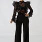 Ruffled lace perspective jumpsuit