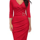 New 3/4 Sleeve V-neck Office Dinner Party Dress