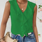 Pure Color Ruffles Sleeveless Chiffon Shirt