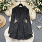 Vintage Double-breasted Waist-cinched Long-sleeve Dress