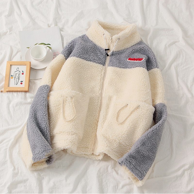 Loose stand-collar student cardigan jacket