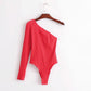 One-shoulder long-sleeved one-piece T-shirt
