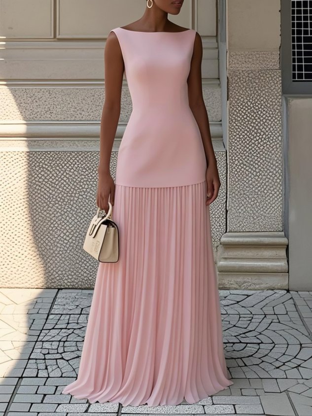 Solid Color Sleeveless Knitted Vest Slim Knit Dress
