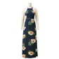Robe longue sexy dos nu imprimée vintage