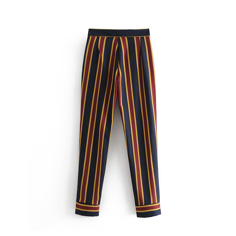Temperament striped casual suit jacket striped trousers