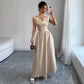 New French-style Dress With A V-neck A-line Silhouette And Sleeveless Design