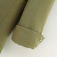 Buttonless Hem Sleeve Suit Coat Solid Casual Pants Suit