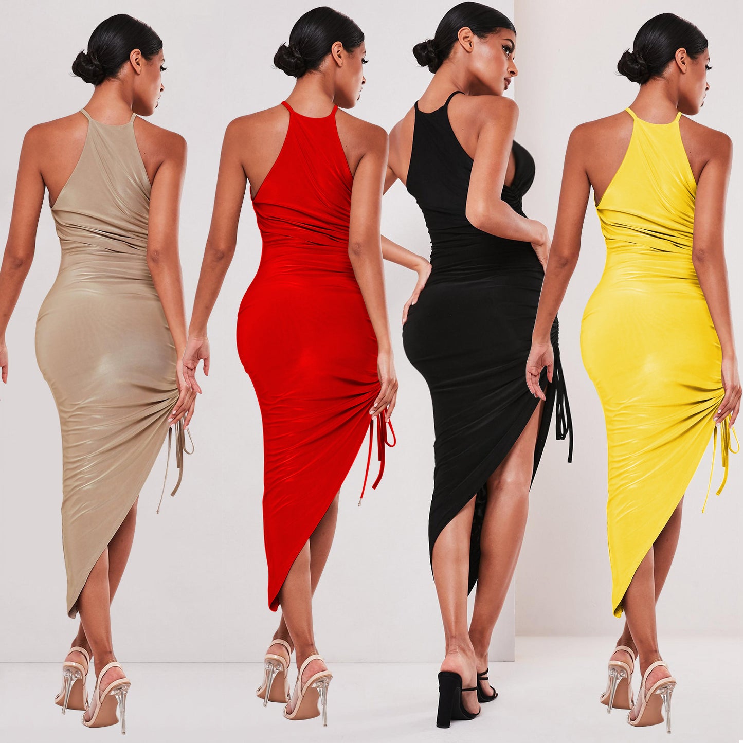 Robe irrégulière pour femme avec bretelles
