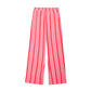 Summer Stripes Bubble Cotton Loose Casual Shirt Loose Casual Wide Leg Pants Suit