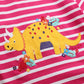 T-shirt d'été à manches courtes pour fille avec motif dinosaure brodé 