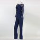 Lace stitching collar collar butterfly jumpsuit big trousers