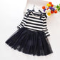Striped long sleeve patchwork gauze dress