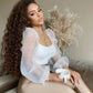 Transparent mesh stitching long sleeves