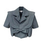 Fashion Temperament Short Design Sense Gray Bow Small Suit Jacket Women Suit Jacket