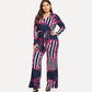 Women's printed trousers lace up jumpsuit