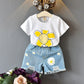 Girls two-piece summer children's clothing girls short-sleeved T-shirt
