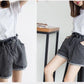 Calyx elastic waist denim shorts female summer high waist was thin student wide leg pants