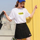 Pleated Skirt Strawberry Embroidered High Waist A-Line Skirt