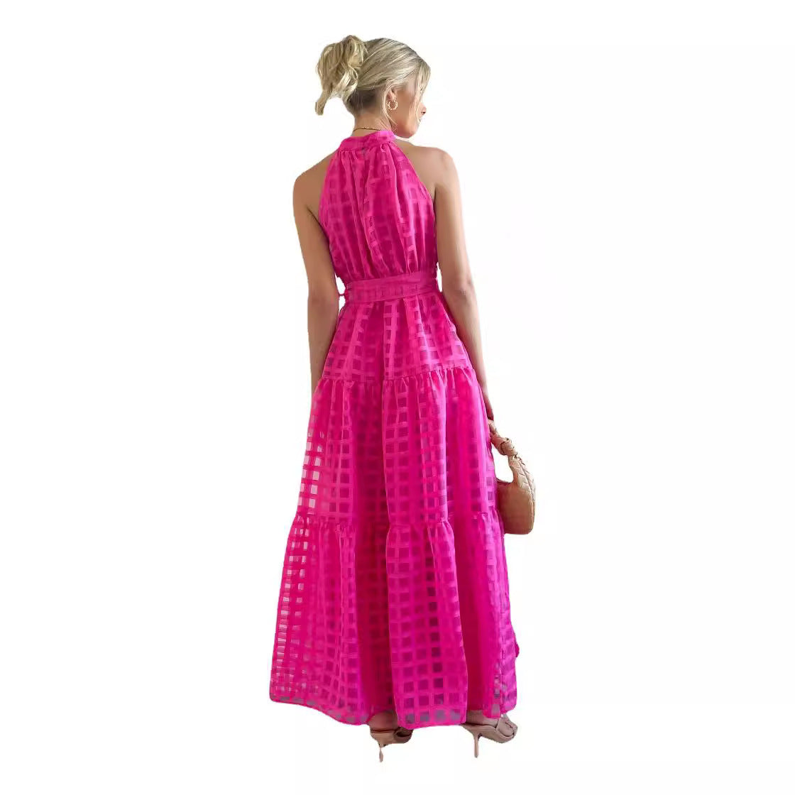 Robe décontractée sans manches de haute qualité avec ourlet large et taille ajustée