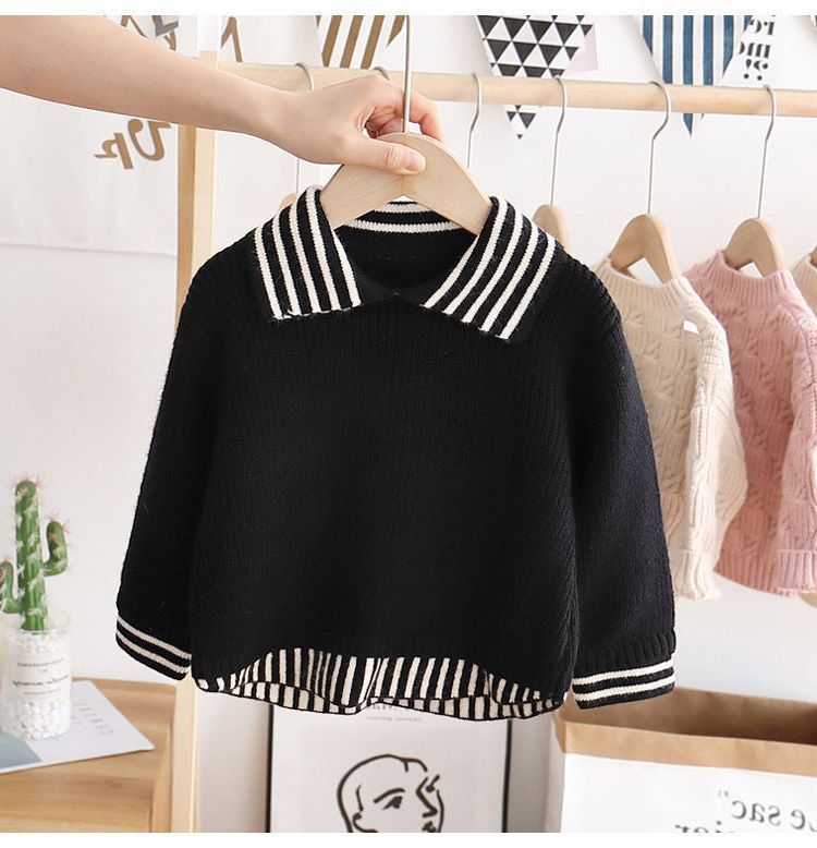 Pull simple et tendance pour enfant, couleur unie