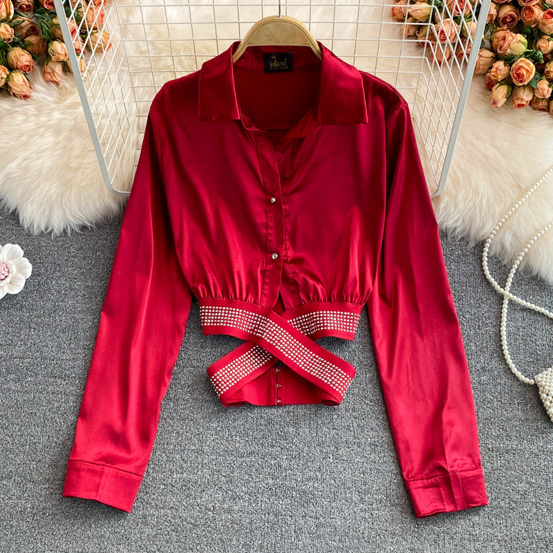 High Waist Short Cropped Navel Shirt With Fashionable Design