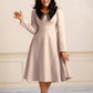 Long Sleeve Lapel Elegant Slimming Large Hem Dress