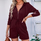 Short une pièce à capuche et manches longues pour femme, coupe slim