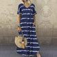 V-neck Ruffled Sleeve Striped Print Dress