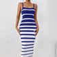 Women's Striped Spaghetti Straps Hip Dress