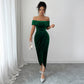 Elegant Tube Top Solid Color Dress Women