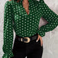 Chiffon Base Slim Fit Pullover Short Polka Dot Long Sleeve T-shirt