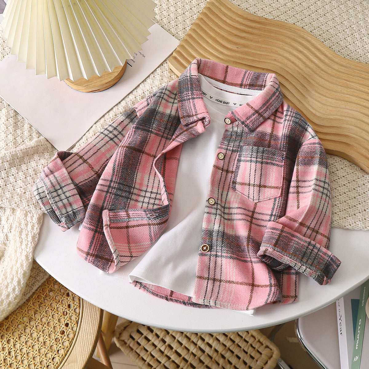 Children's Retro Color Matching Cardigan New Polo Collar Jacket