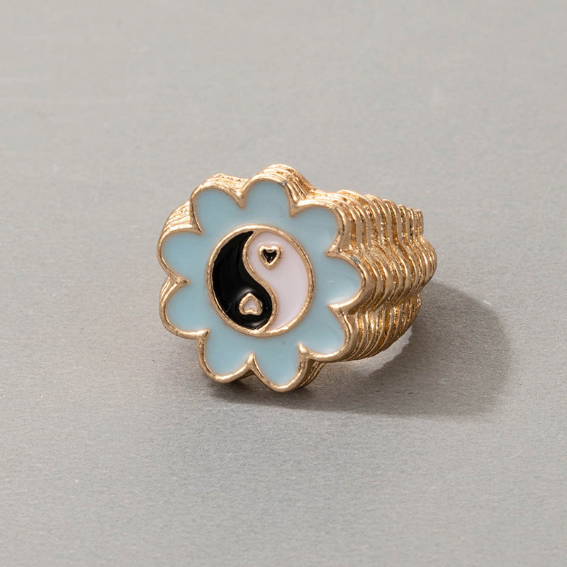 Cute Cartoon Dripping Oil Ins Wind Color Multi-element Single Ring