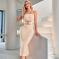 Women's Fashion Pure Color Tube-top Hollow Dress