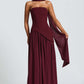 Fashion Backless Tube Top Color Split Dress
