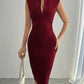 Women's Fashion Solid Color Pleated Slim Dress