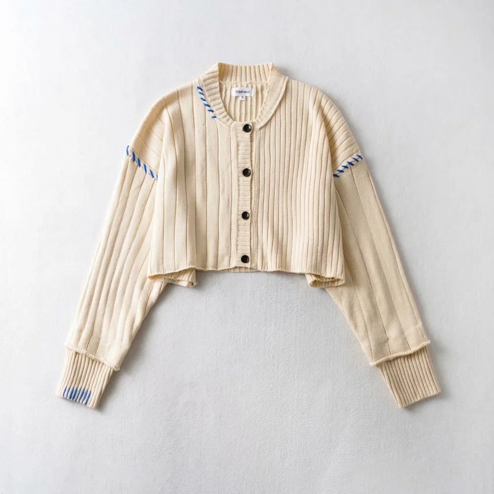 Single-breasted High-waist Long-sleeved Knitted Sweater Coat