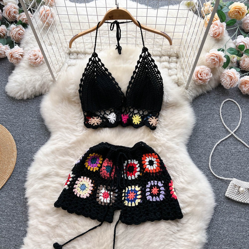 Summer New Bikini Vacation Travel Knitted Hollow Suit