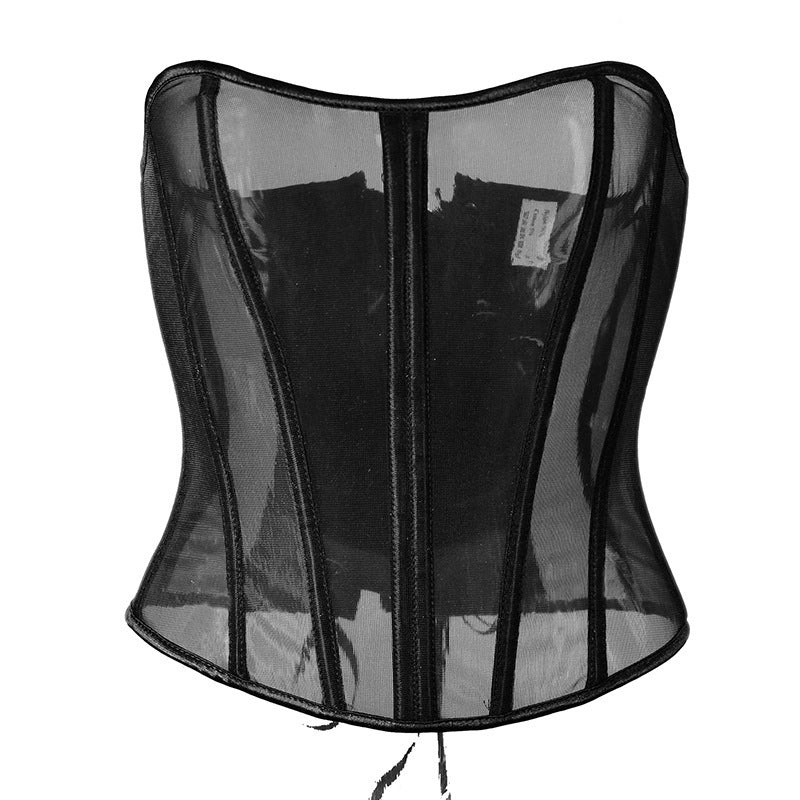Women's Fashion Mesh Tight Strappy Bustier Top