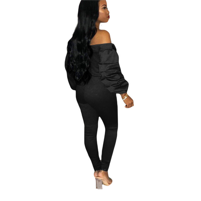 One word collar pile sleeves jumpsuit