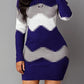 Women's Mid-length Round Neck Long Sleeve Printed Knitted Dress