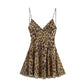 Ethnic Style Floral Print Silk Net Short Sling Dress