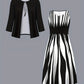Geometric Print Plus Size Dress Long Sleeve Top Coat Long Skirt Two-piece Set