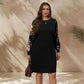 Large Size Round Neck Long Sleeve Printed Casual Women's Short Skirt