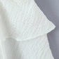 White Puff-Shoulder Ruffle-trimmed Sweet Vest Dress With Drawstring Waist And Pleats