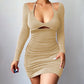 Robe sexy à manches longues et bretelles fines